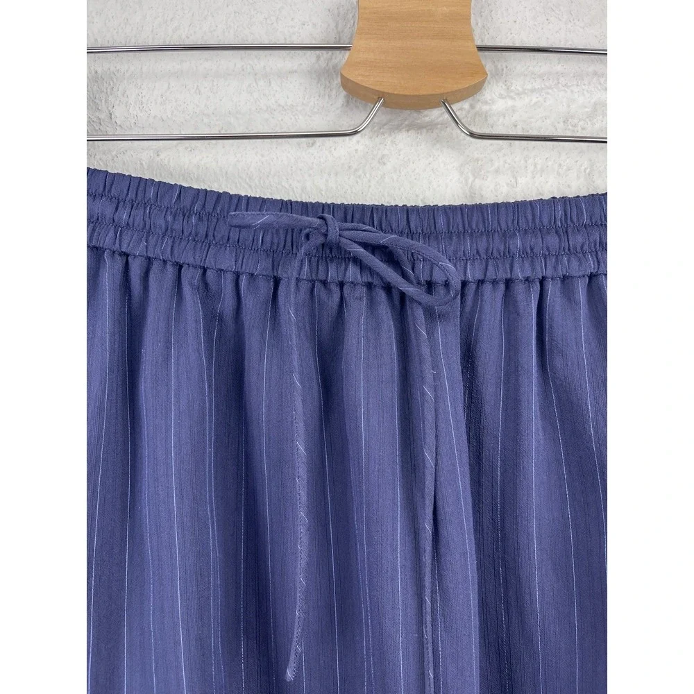 NWT Coach Stripe Tiered Skirt Sz 10 Navy Blue Midi Pinstripe Snap Preppy Coastal